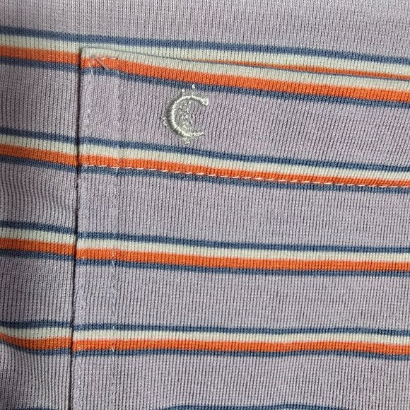 Criquet Men's Polo Shirt Size Large Short Sleeve Lavender Striped - Picture 7 of 10